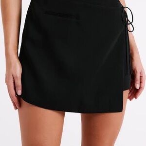 MESHKI Vera Tie Suiting Mini Skirt - Black
